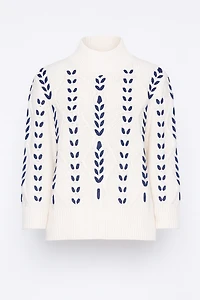 Cotton blend cable sweater