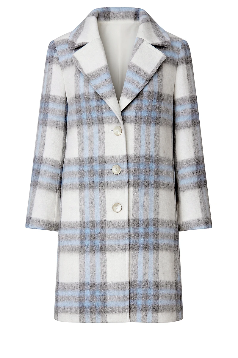 Plaid wool blend coat