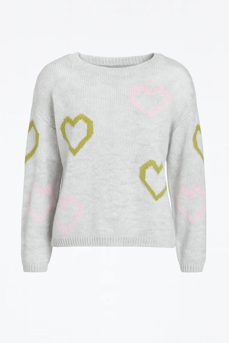 Le pull à motif coeurs