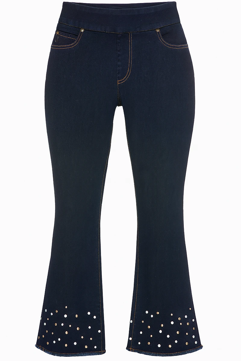 Stud hem flare leg jean