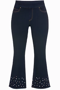 Stud hem flare leg jean