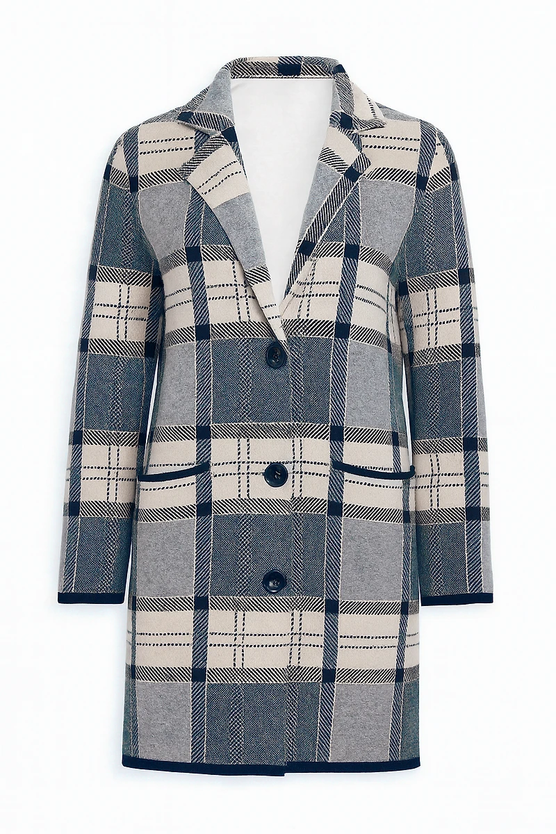 Le manteau-cardigan à carreaux