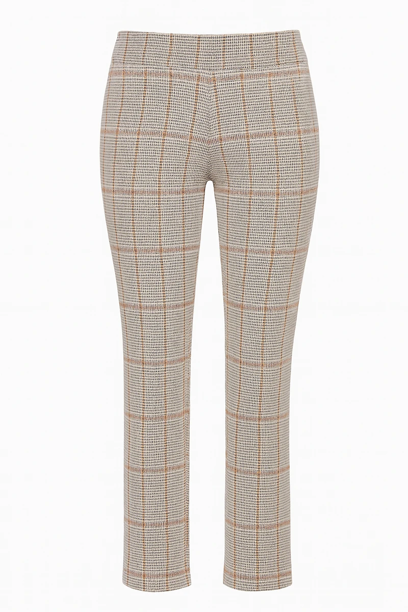 Plaid knit straight leg pant