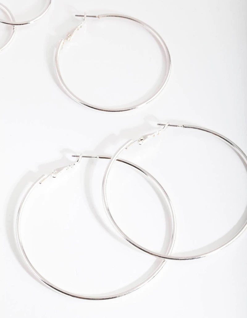Silver Sleeper Round Hoop Trio
