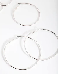 Silver Sleeper Round Hoop Trio