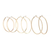 Gold 3 Style Hoop Earring Pack