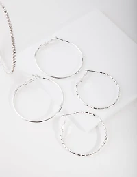 Silver Statement Diamante Earring Pack