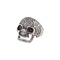 Antique Silver Detailed Skull Ring