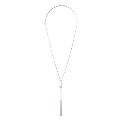 Silver Chain Tassel & Knotted Lariat Necklace