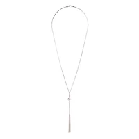 Silver Chain Tassel & Knotted Lariat Necklace