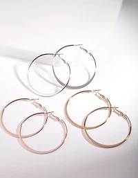 Mixed Metal Square Edged Hoop Earring Pack