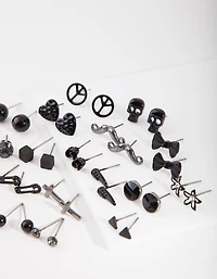 Black Mismatch Bowtie Earring 20-Pack