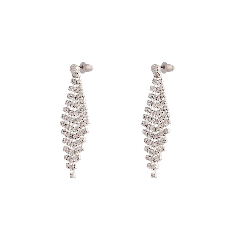 Silver Diamante Drop Tier Earrings