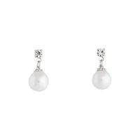 Small Diamante Pearlised Bead Drop Earrings