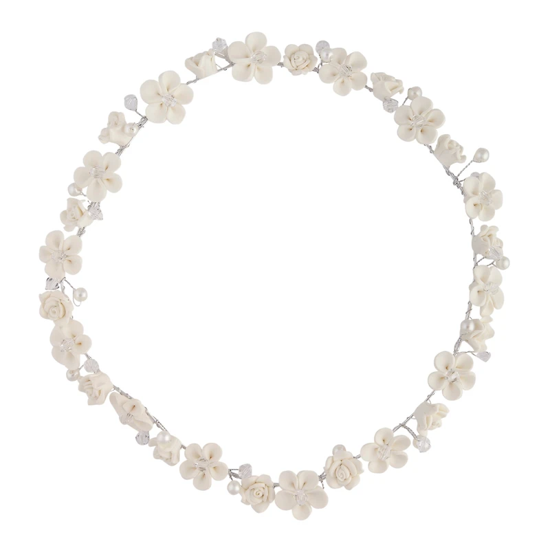 Bandeau Fleur Blanche Perle Halo