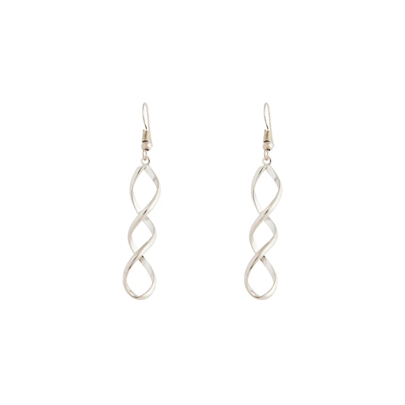Silver Wave Drop Earrings