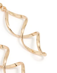 Gold Wave Drop Earrings
