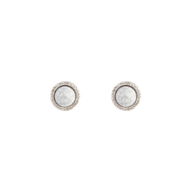 Antique Silver Marble Cracked Earrings