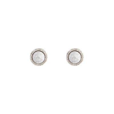 Antique Silver Marble Cracked Earrings