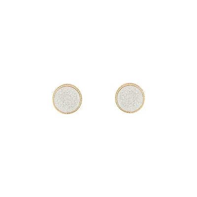 Silver Gold Glitter Inlay Disc Earrings