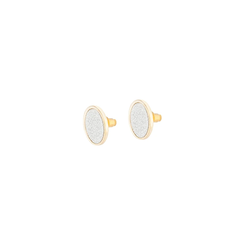 Silver Gold Glitter Inlay Disc Earrings