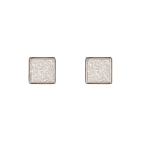 Silver Glitter Inlay Square Earrings