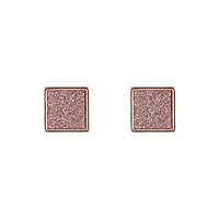 Rose Gold Glitter Inlay Square Earrings