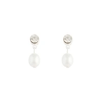 Silver Stone Pearl Drop Earrings