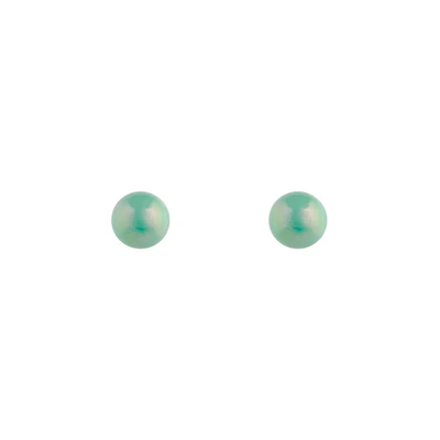 Shiny Green Ball Stud Earrings