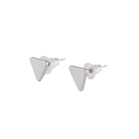 Rhodium Plain Flat Triangle Stud Earrings