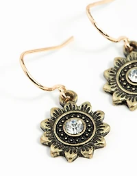 Gold Sun Drop Earrings