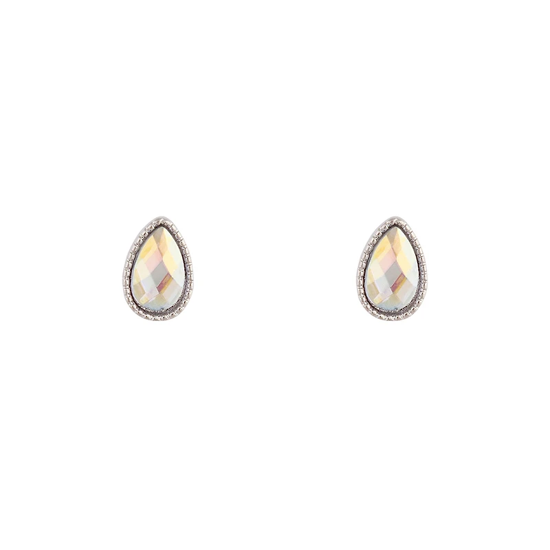 Silver Reflective Teardrop Earrings