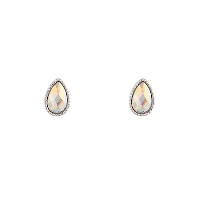Silver Reflective Teardrop Earrings