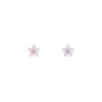 Purple Flower Stud Earrings Diamante Centre
