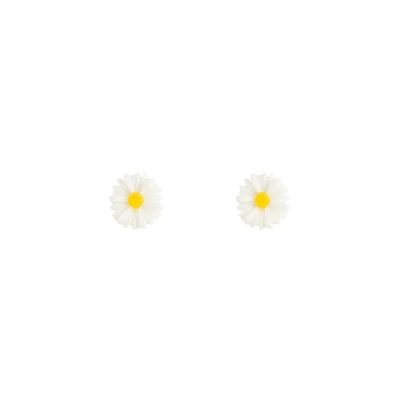 White Daisy Love Stud Earrings