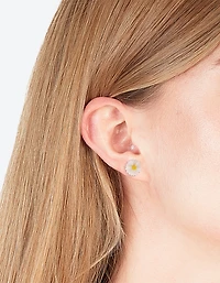White Daisy Love Stud Earrings
