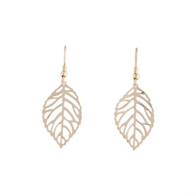 Gold Filigree Leaf Drop Earrings