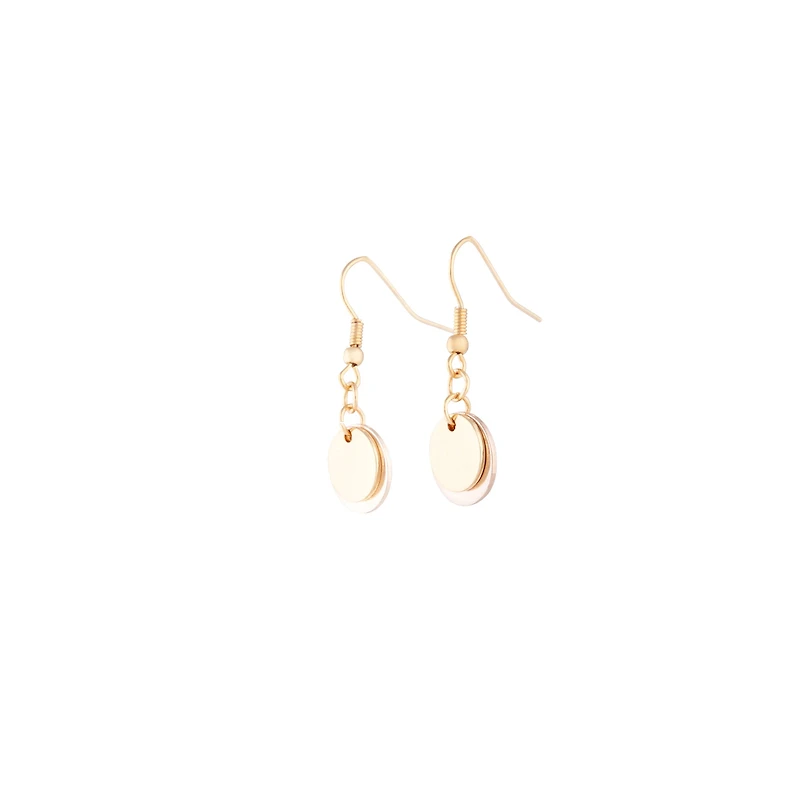 Mixed Metal Double Disc Drop Earrings