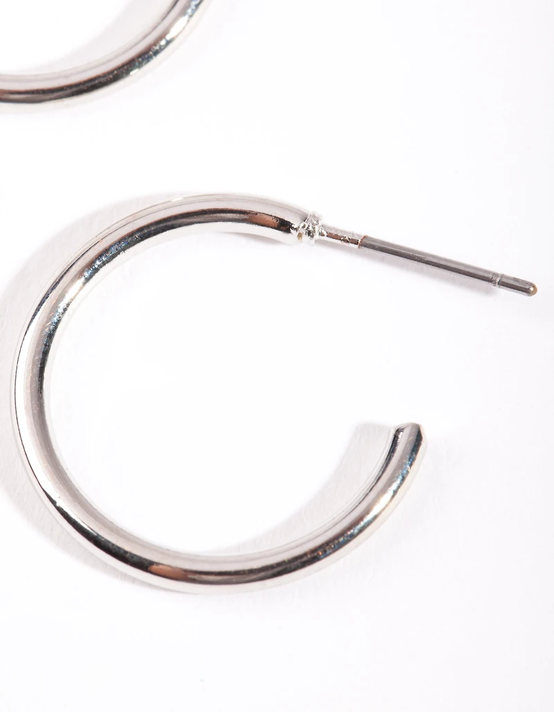 Silver Small Plain Hoop Earrings