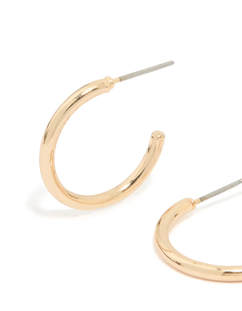 Gold Small Plain Hoop Earrings