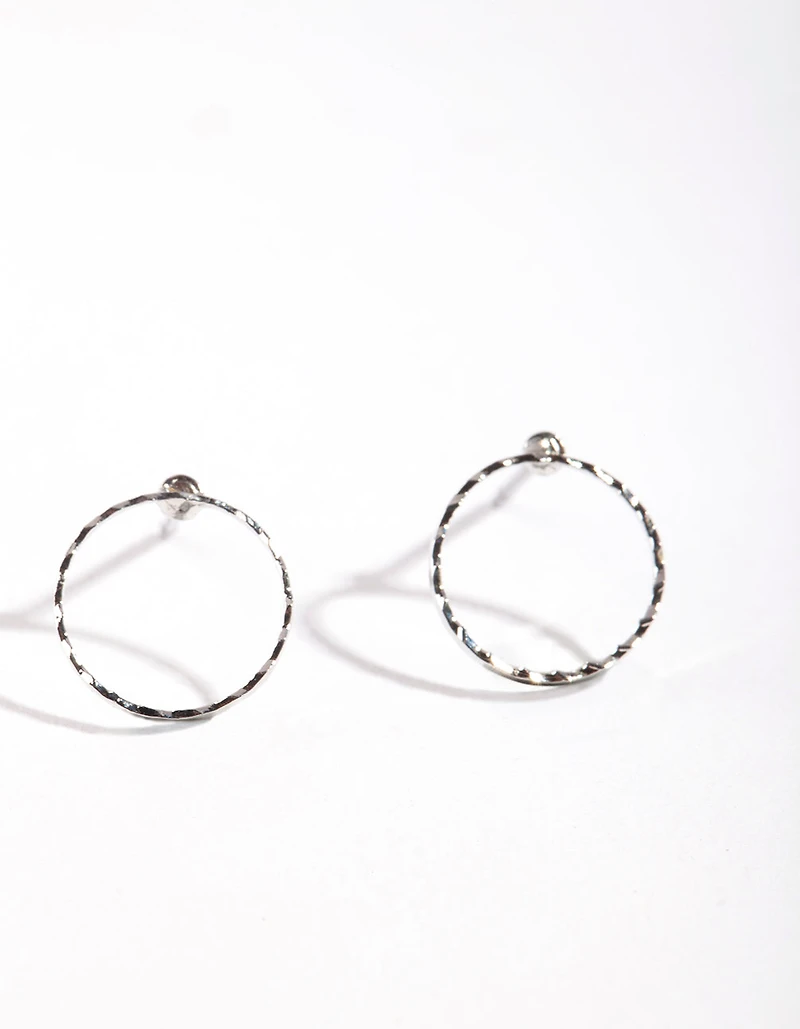 Silver Open Circle Stud Earrings
