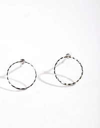Silver Open Circle Stud Earrings