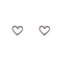 Silver Open Heart Stud Earrings