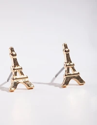 Gold Mini Eiffel Tower Stud Earrings