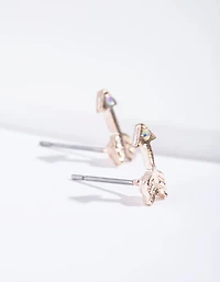 Rose Gold Arrow & Diamante Stud Earrings