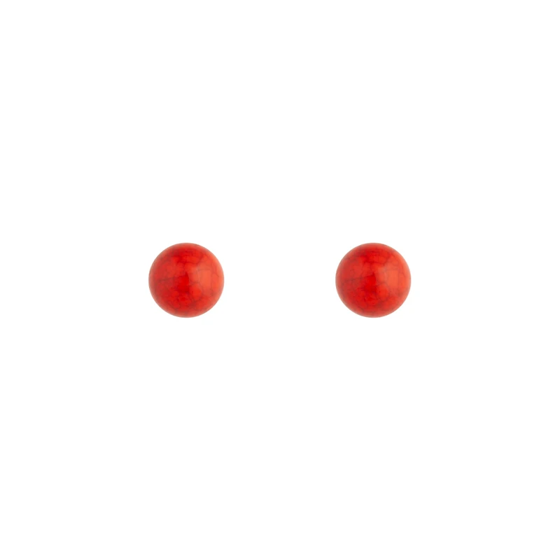 Cracked Red Ball Stud Earrings