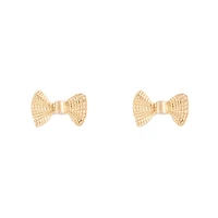 Gold Metal Bow Stud Earrings