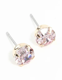 Pink Claw Diamante Stud Earrings