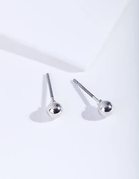 Silver Mini Plain Ball Stud Earrings