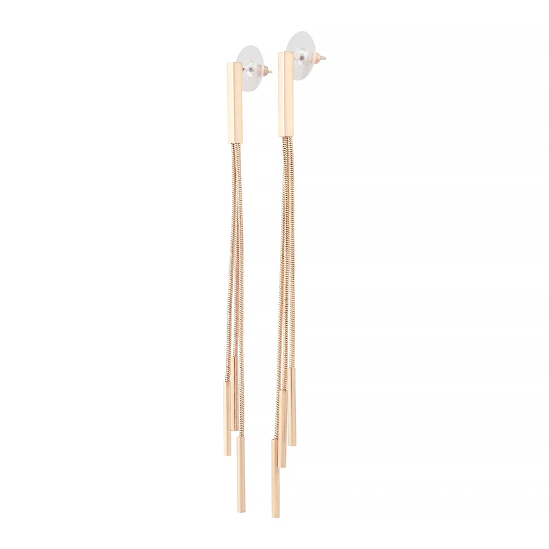 Gold Trio Snake Chain Drop Earrings